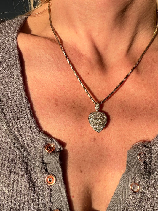 Antique Old Cut Diamond Heart Pendant