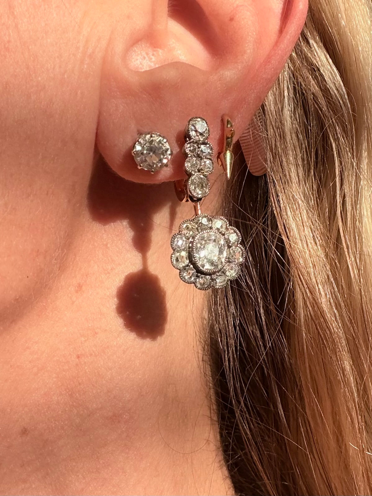 Art Deco Ruby and Diamond Day - Night Target Earrings