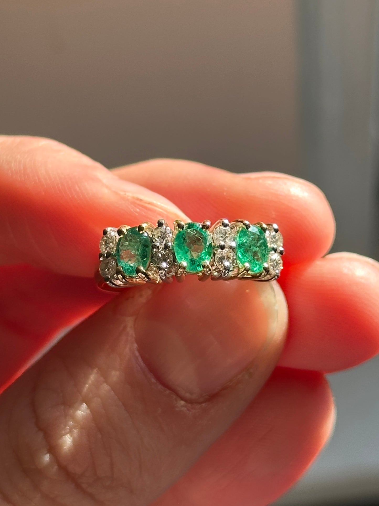 Vintage 14k Yellow Gold Emerald and Diamond Ring