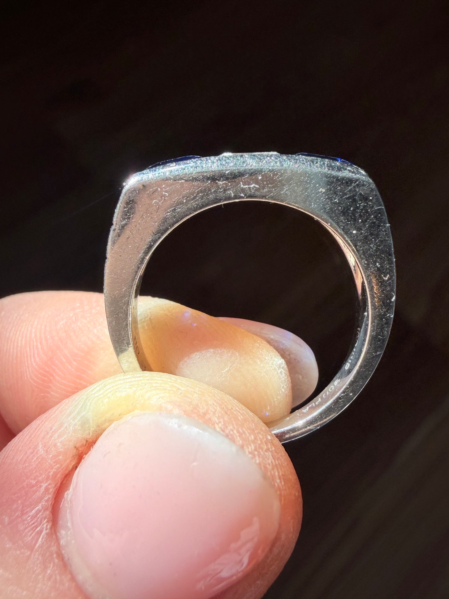 1950s Cartier Sapphire and Diamond Three Stone Ring