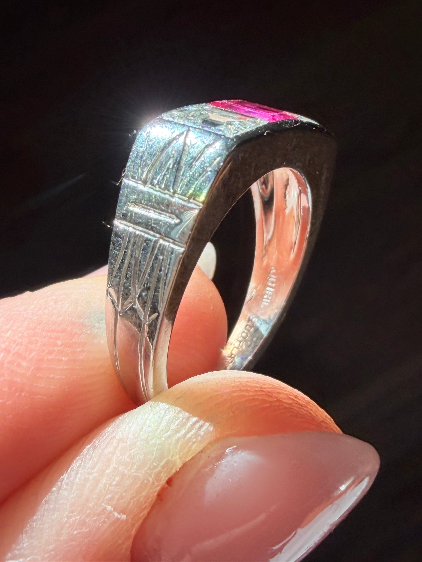 1950's Cartier Ruby and Diamond Three Stone Ring