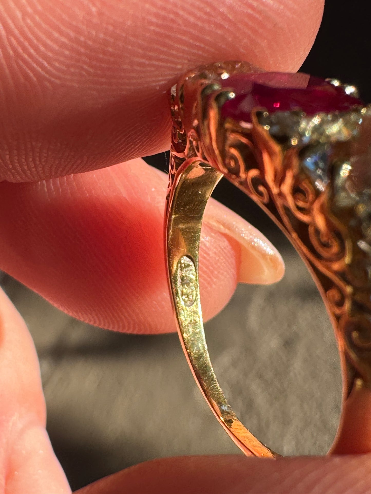 Victorian Burmese Ruby and Diamond Three Stone Ring