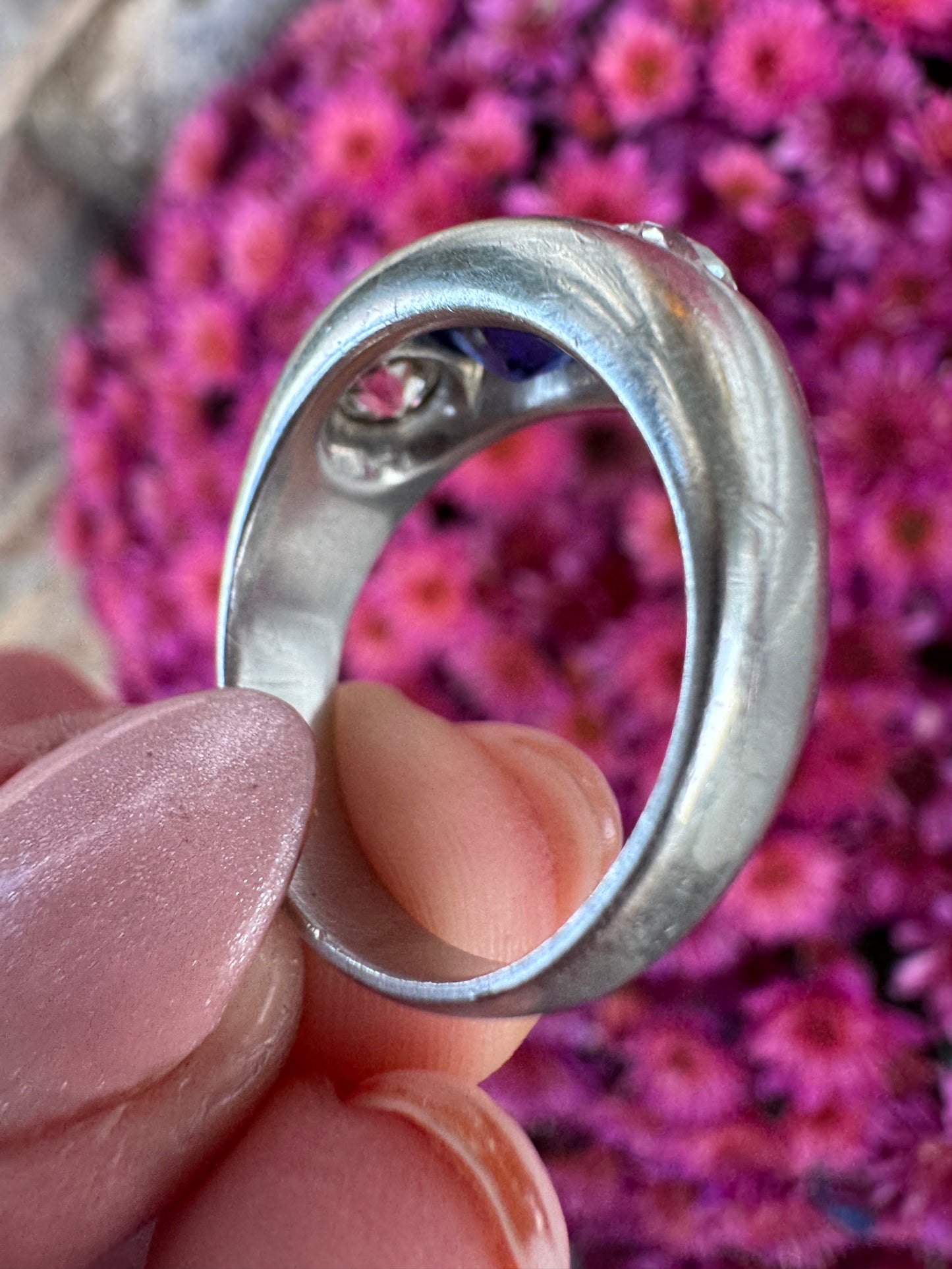 Burmese Sapphire & Diamond Flush Set Ring