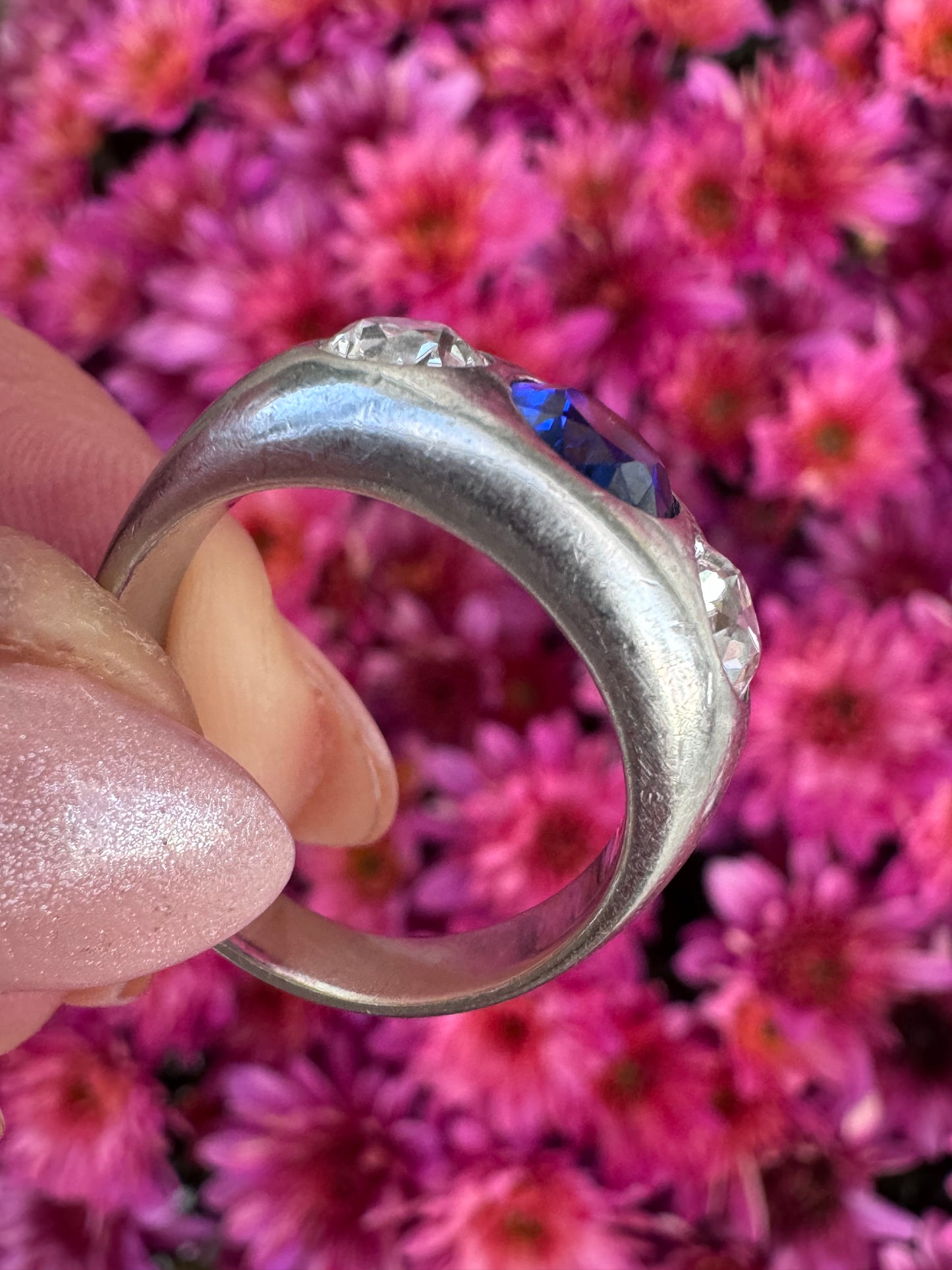 Burmese Sapphire & Diamond Flush Set Ring