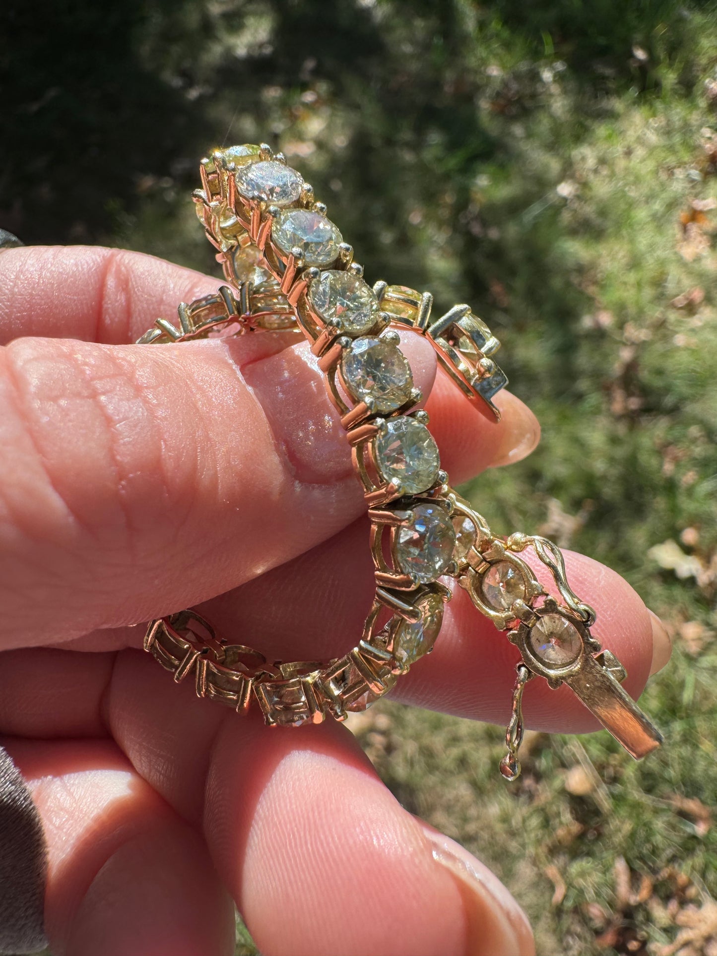 Estate 14k Yellow Gold Diamond Tennis Bracelet