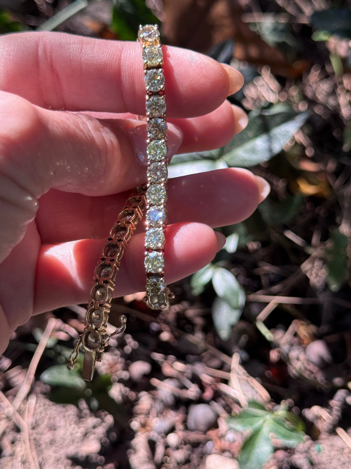 Estate 14k Yellow Gold Diamond Tennis Bracelet