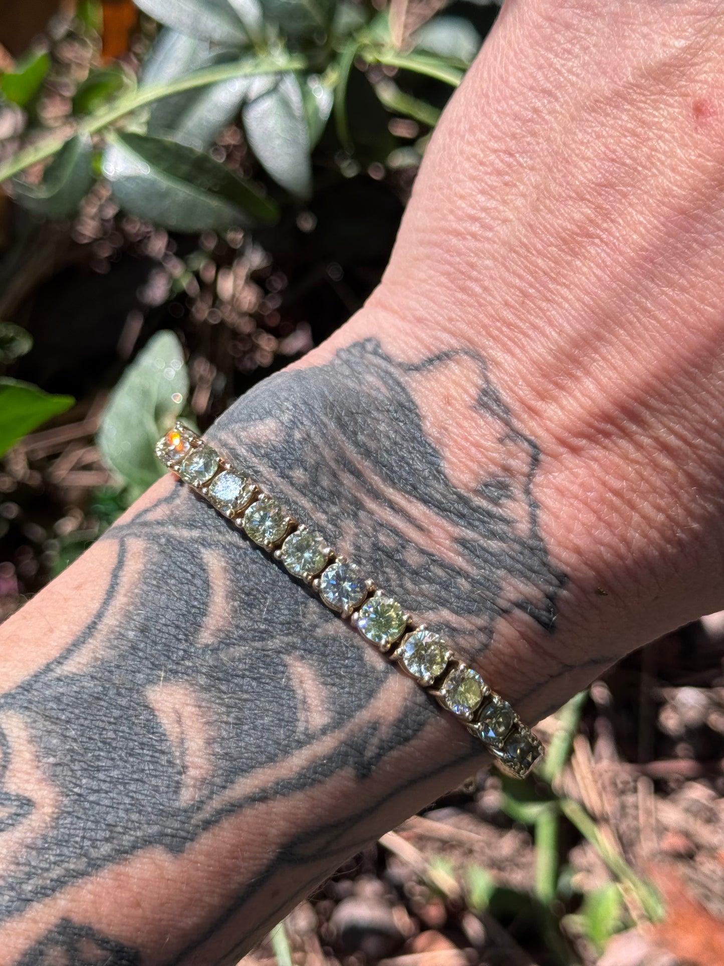 Estate 14k Yellow Gold Diamond Tennis Bracelet