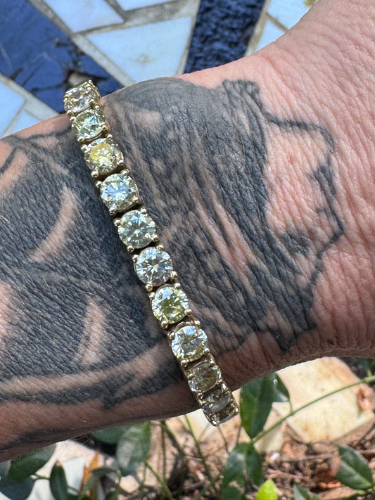 Estate 14k Yellow Gold Diamond Tennis Bracelet