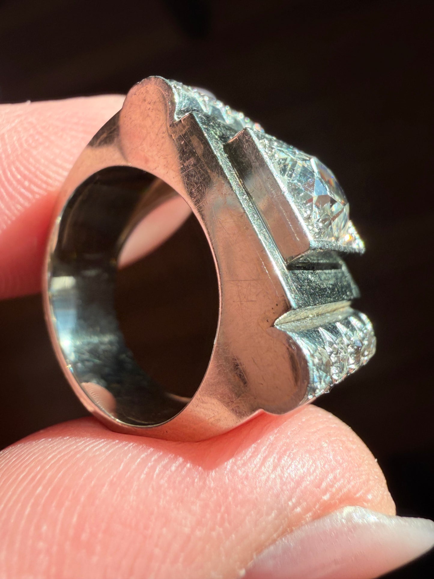 Retro Diamond Tank Ring