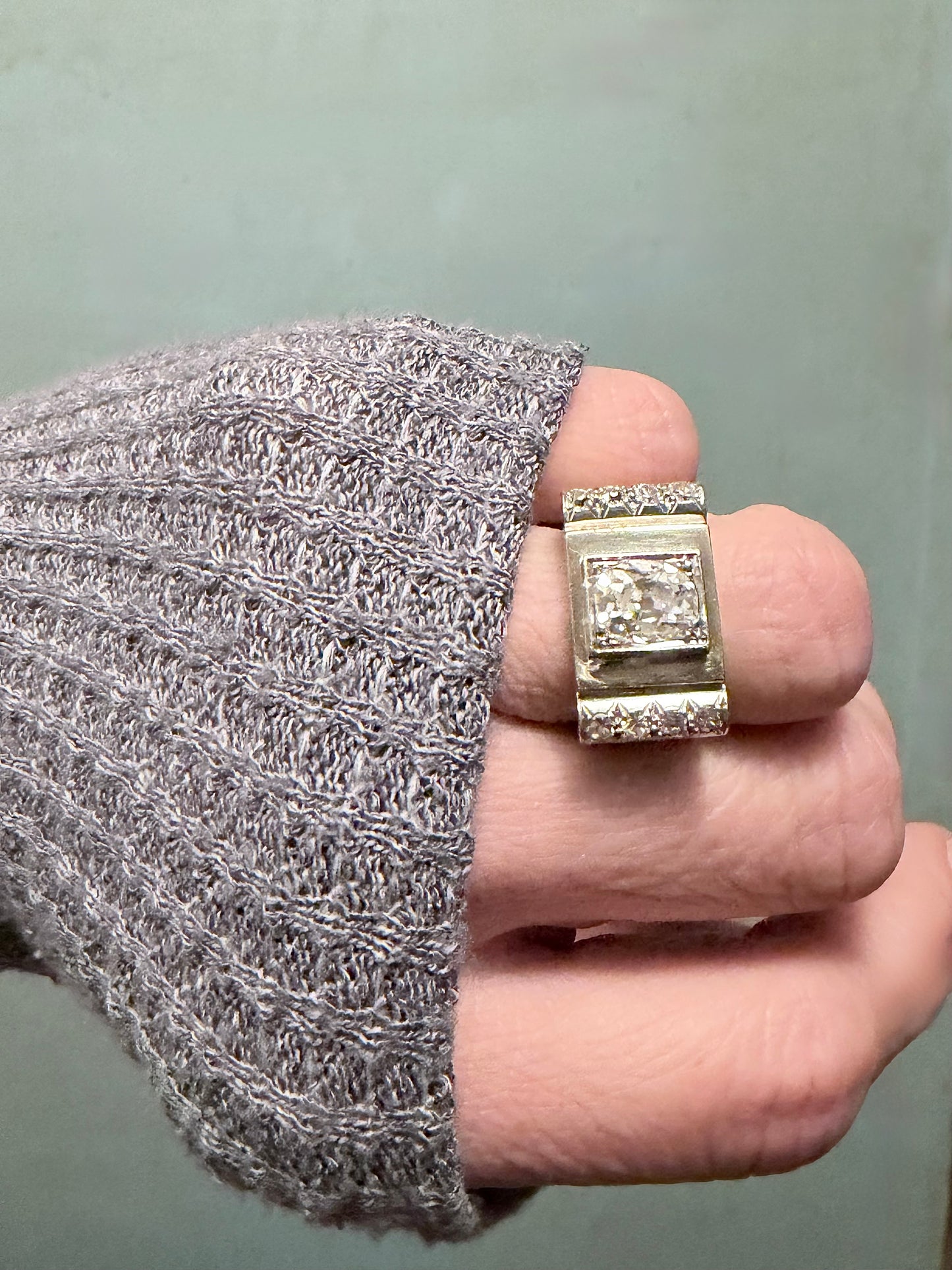 Retro Diamond Tank Ring