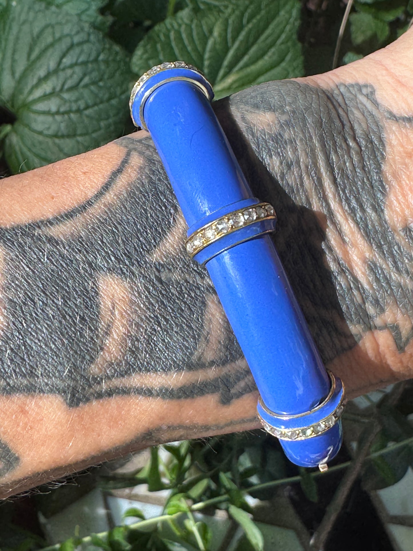 Antique Enamel and Diamond Bangle