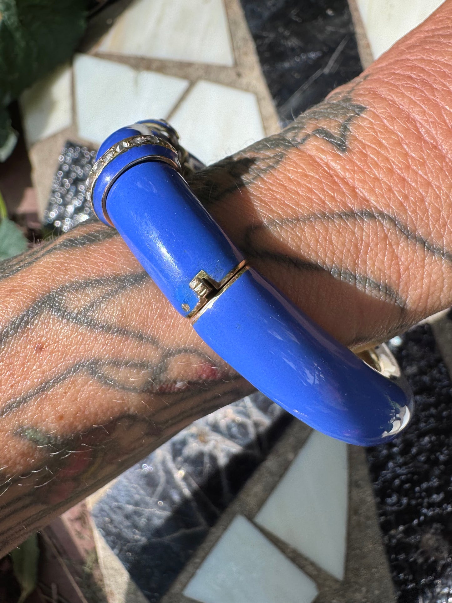 Antique Enamel and Diamond Bangle