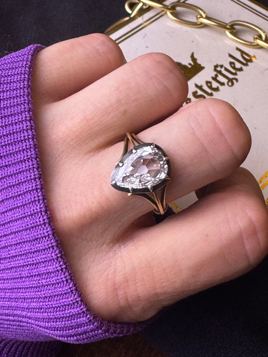 Antique Old Mine Pear Cut Diamond Ring