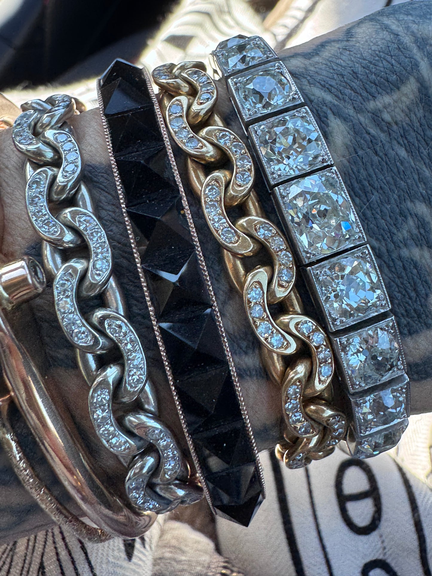 Janesich Art Deco Old Mine Cut Diamond Line Bracelet