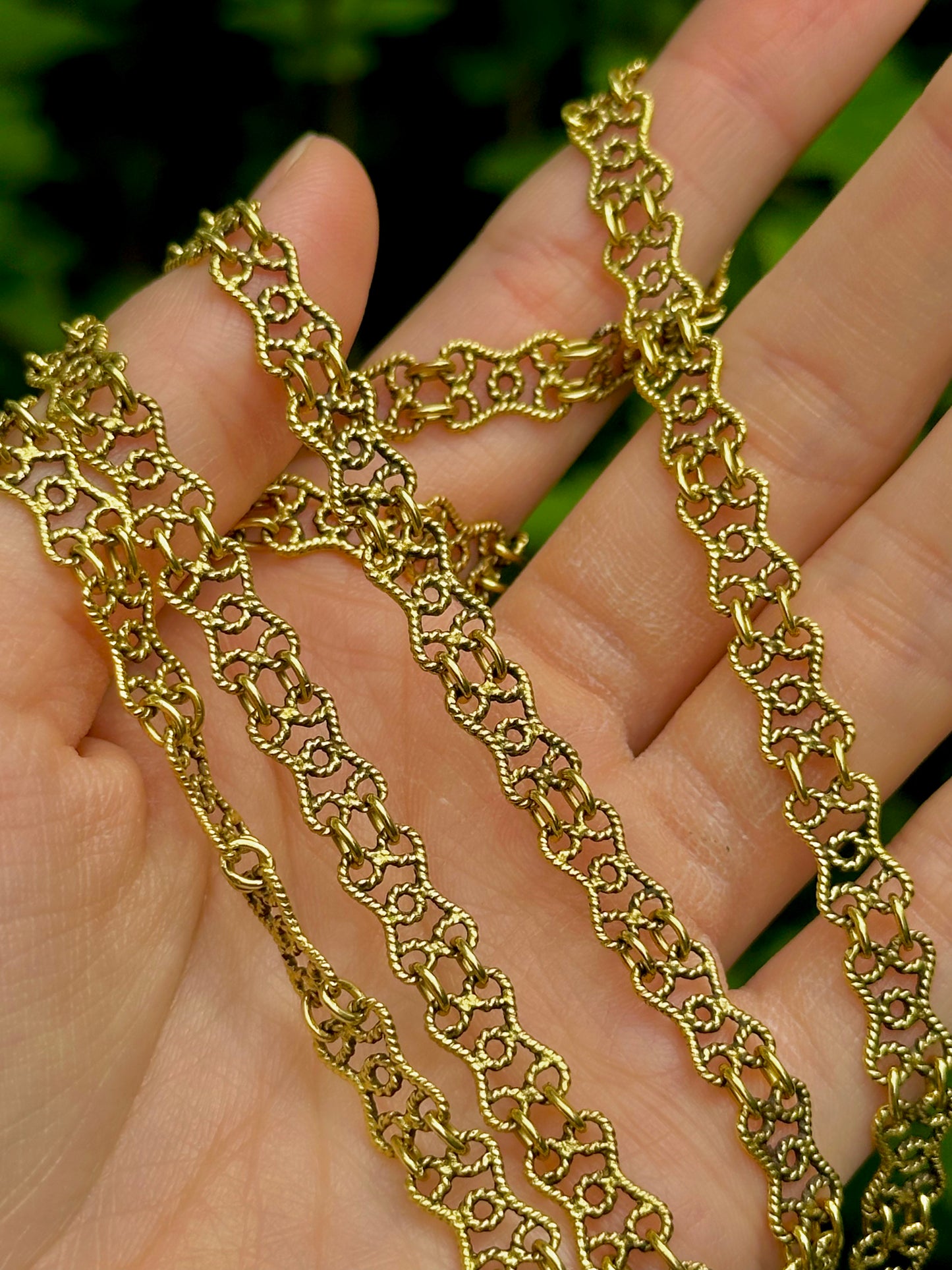 Antique 18k Yellow Gold  Fancy Open Work Chain