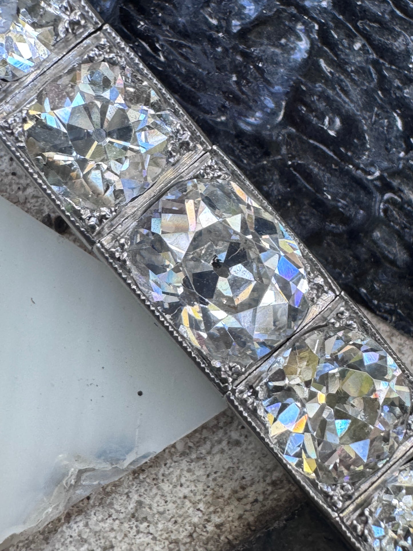 Janesich Art Deco Old Mine Cut Diamond Line Bracelet