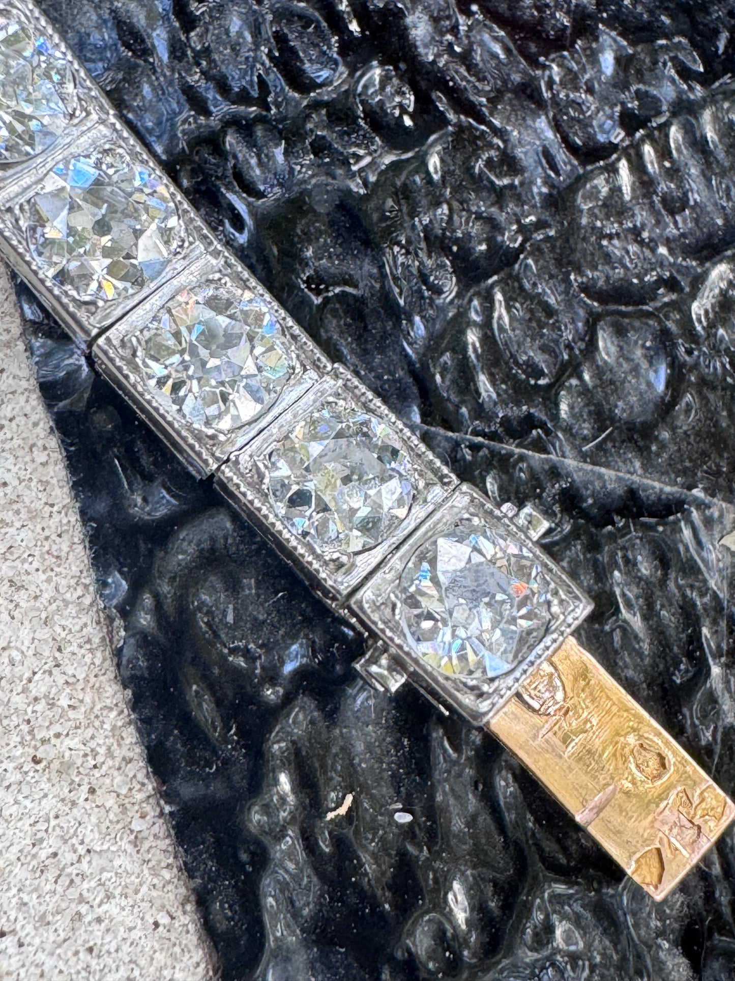 Janesich Art Deco Old Mine Cut Diamond Line Bracelet