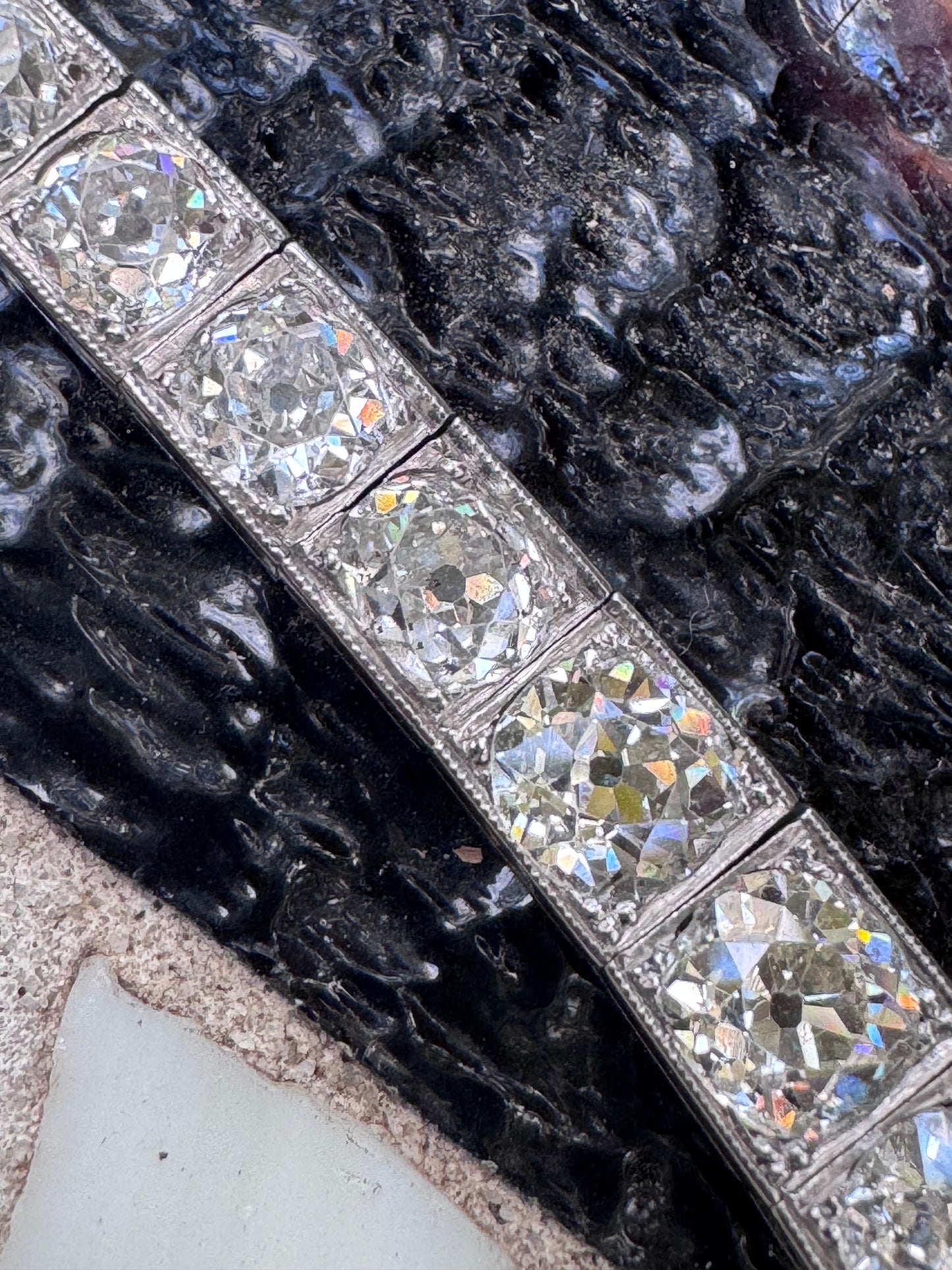 Janesich Art Deco Old Mine Cut Diamond Line Bracelet