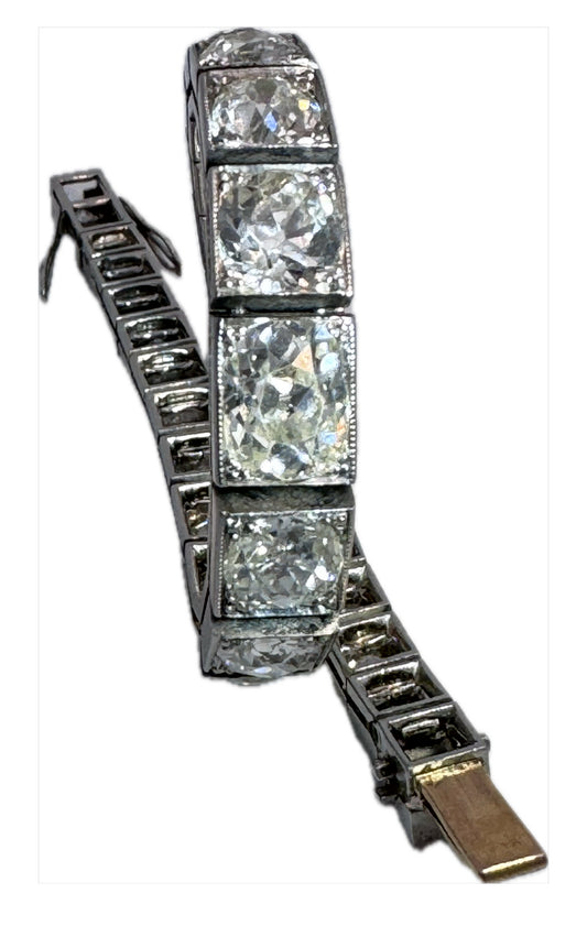Janesich Art Deco Old Mine Cut Diamond Line Bracelet
