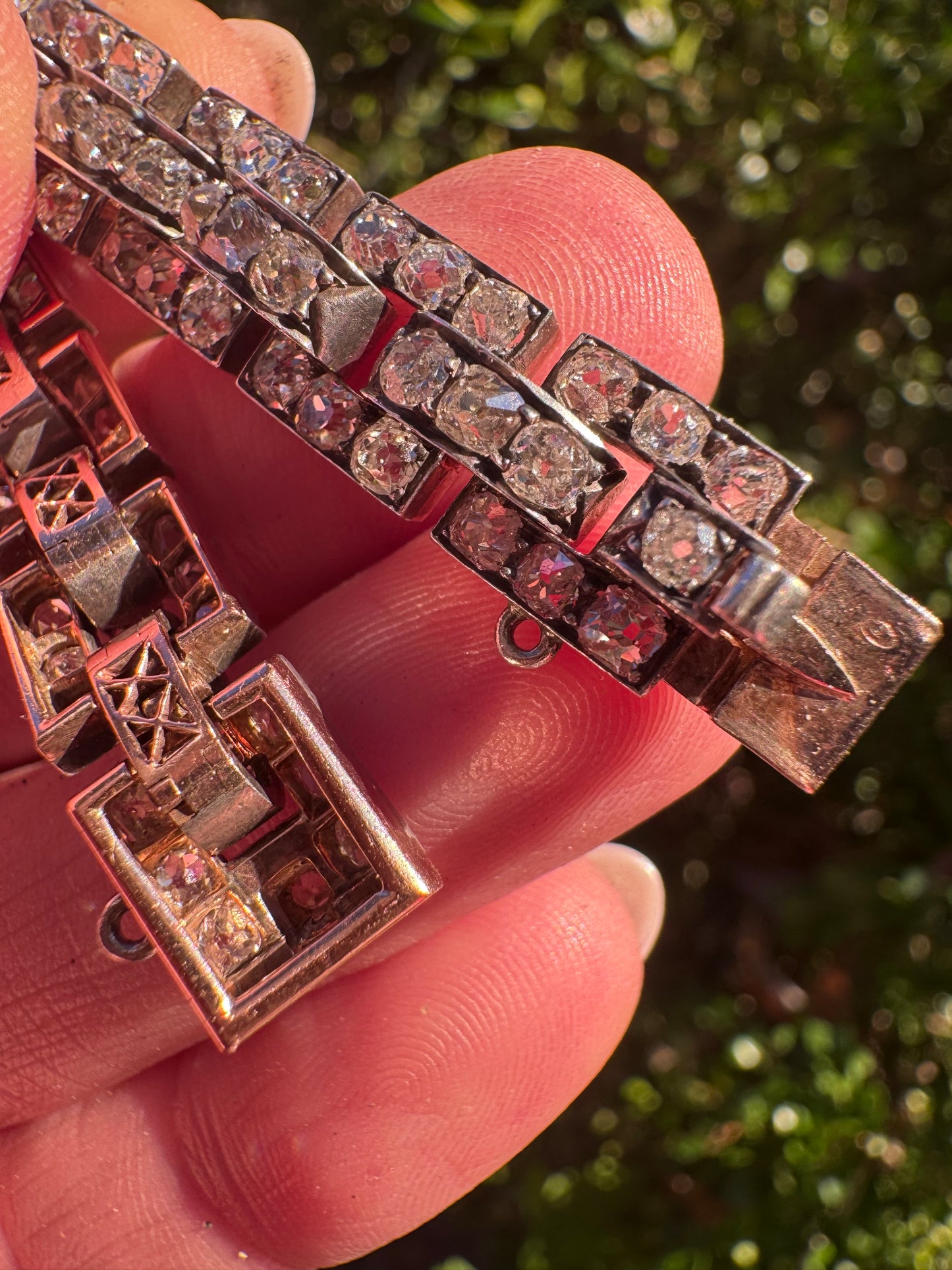 Antique Old Mine Cut Diamond Link Bracelet