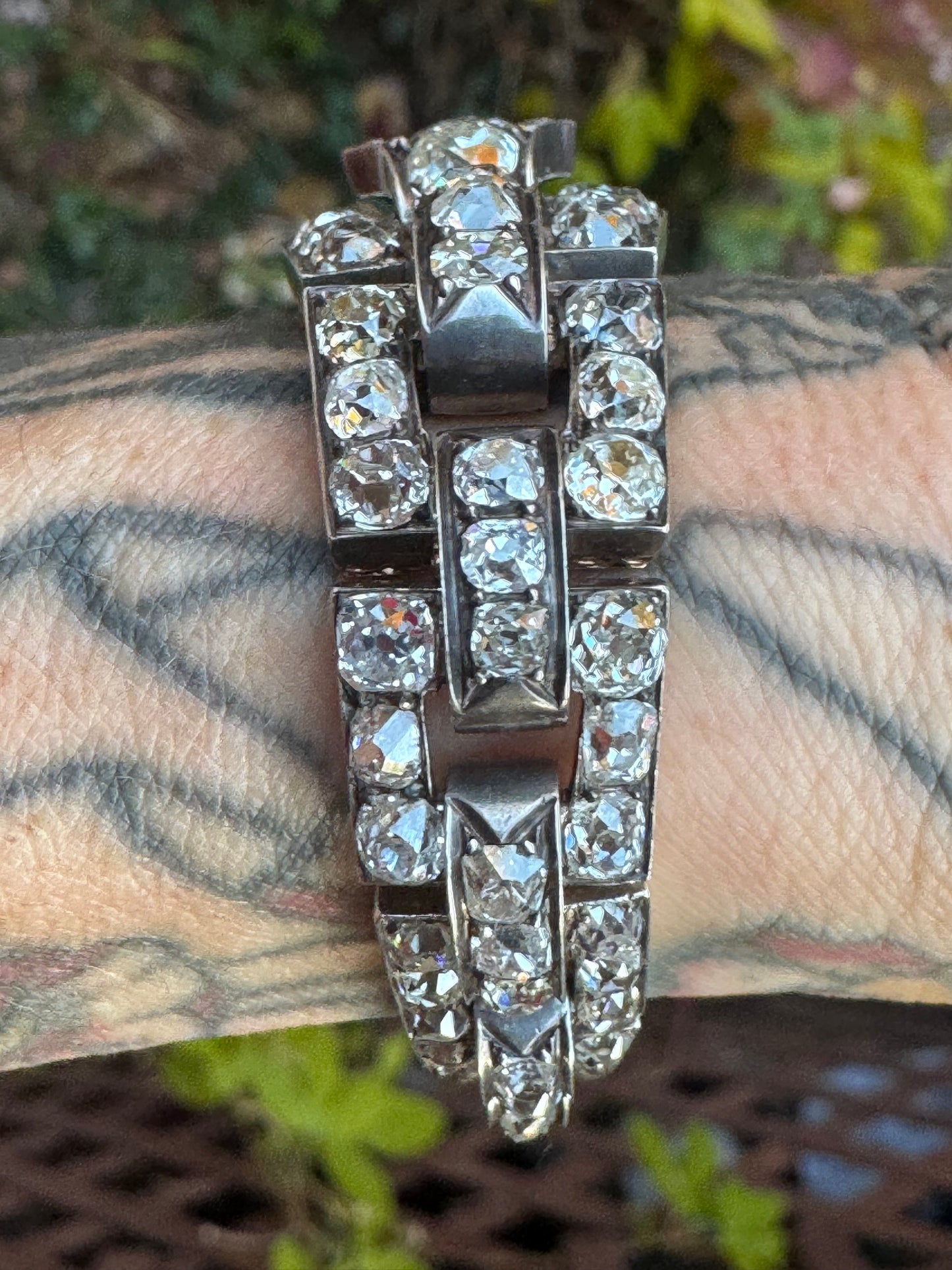 Antique Old Mine Cut Diamond Link Bracelet