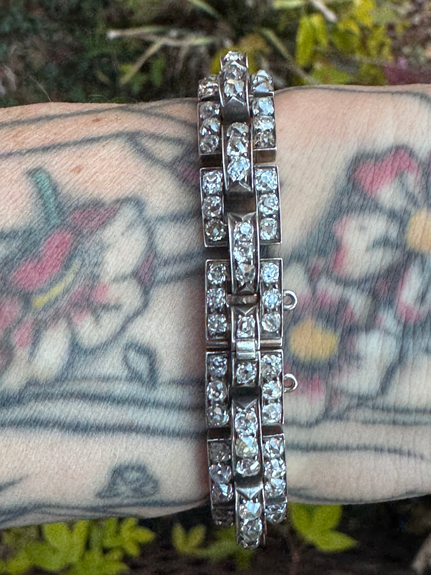 Antique Old Mine Cut Diamond Link Bracelet