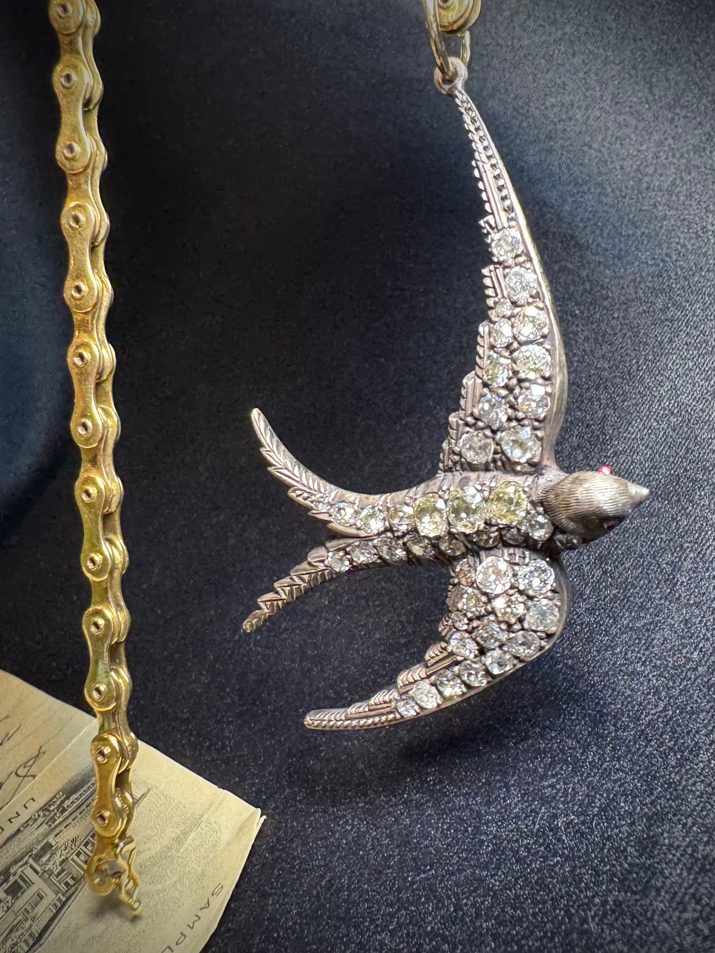 Victorian Old Mine Cut Diamond Swallow Pendant