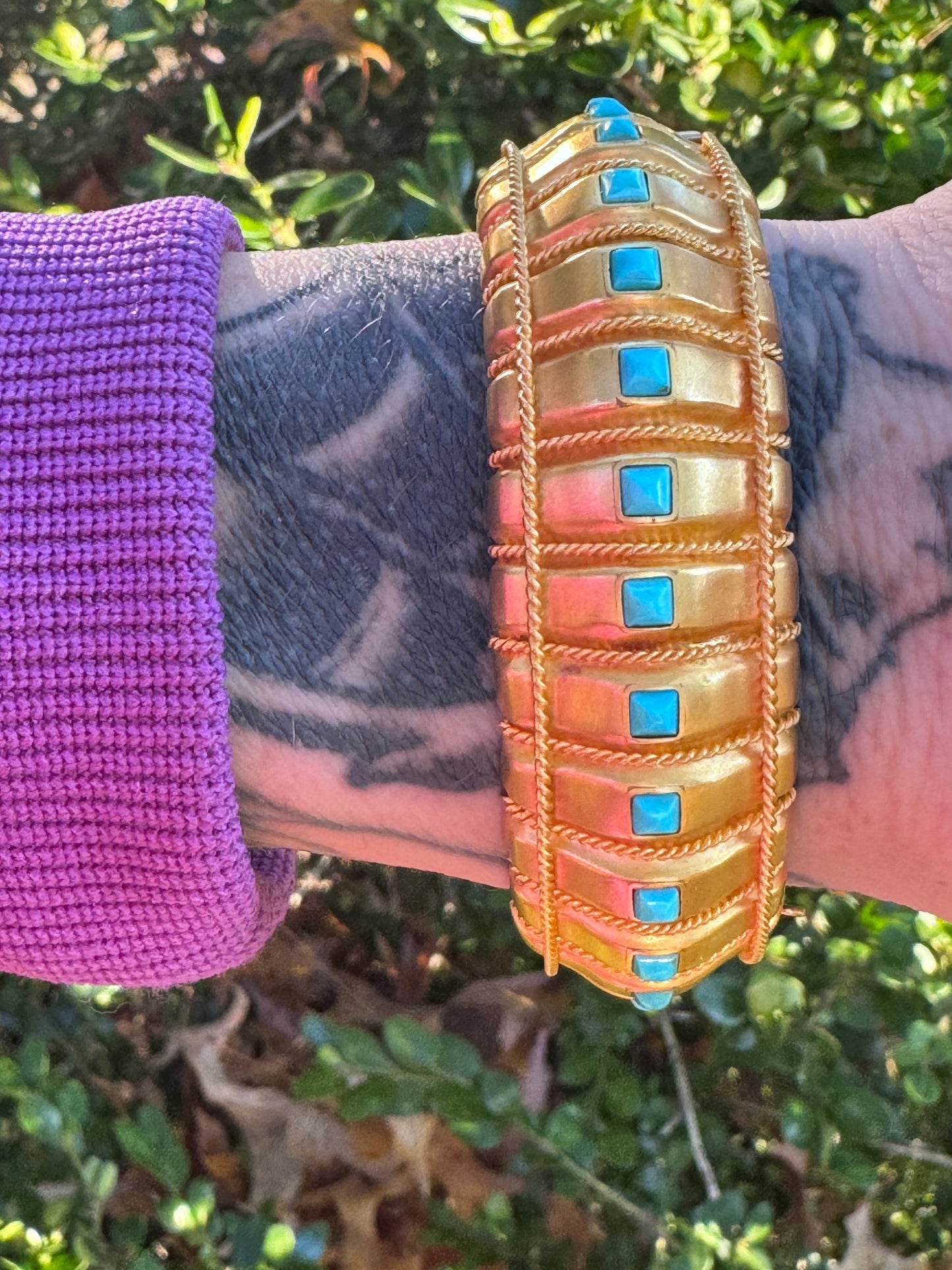 Victorian Etruscan Revival Turquoise Bangel