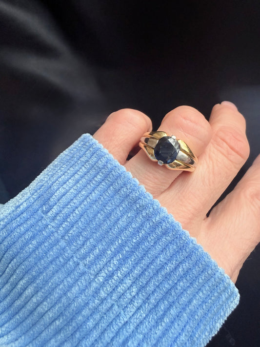 Vintage French Sapphire Solitaire Ring