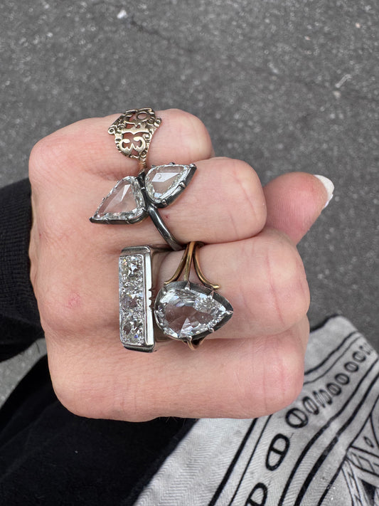 Toi et Moi Portrait Pear Cut Diamond Ring