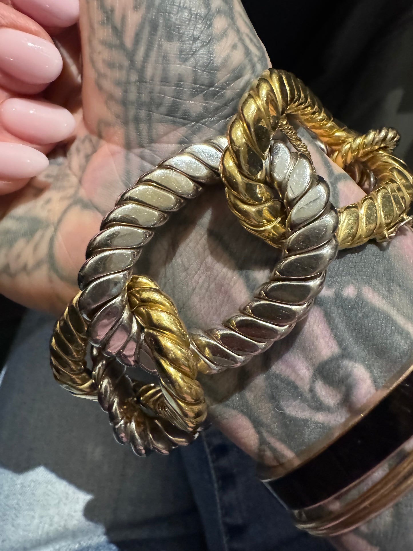 Vintage Italian Two Tone Large Link Bracelet