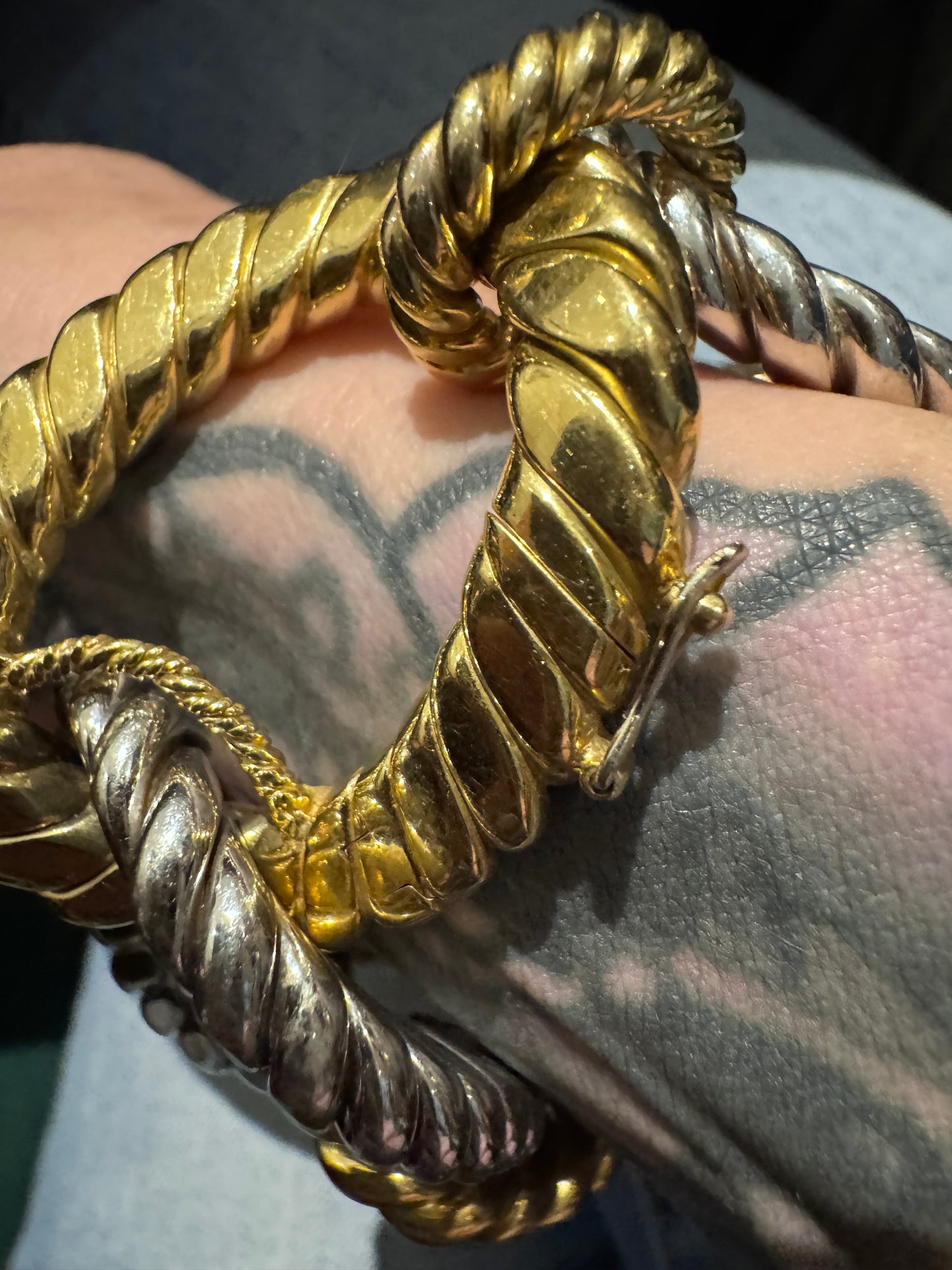 Vintage Italian Two Tone Large Link Bracelet