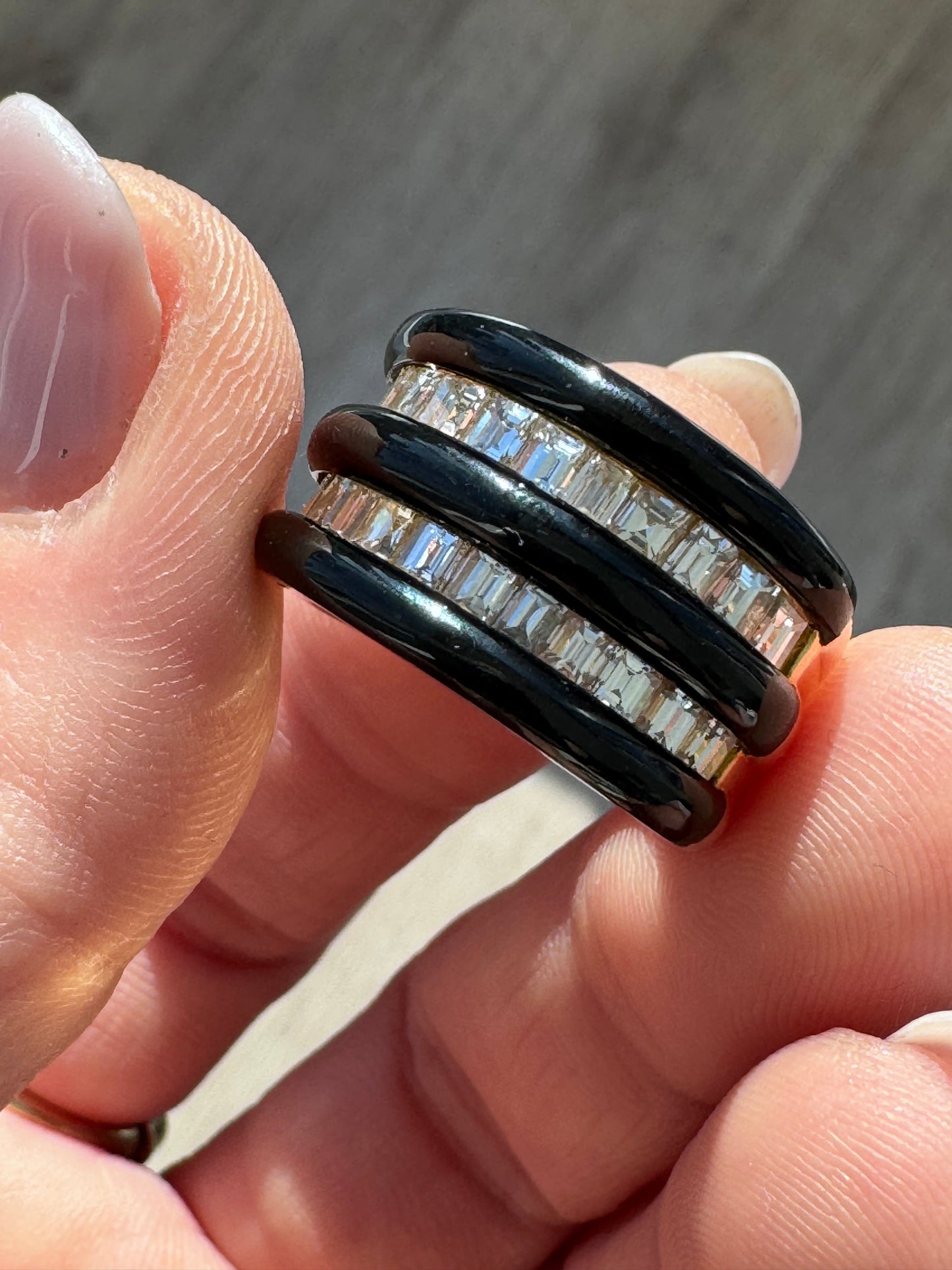 Vintage Onyx and Diamond Tapered Cigar Band