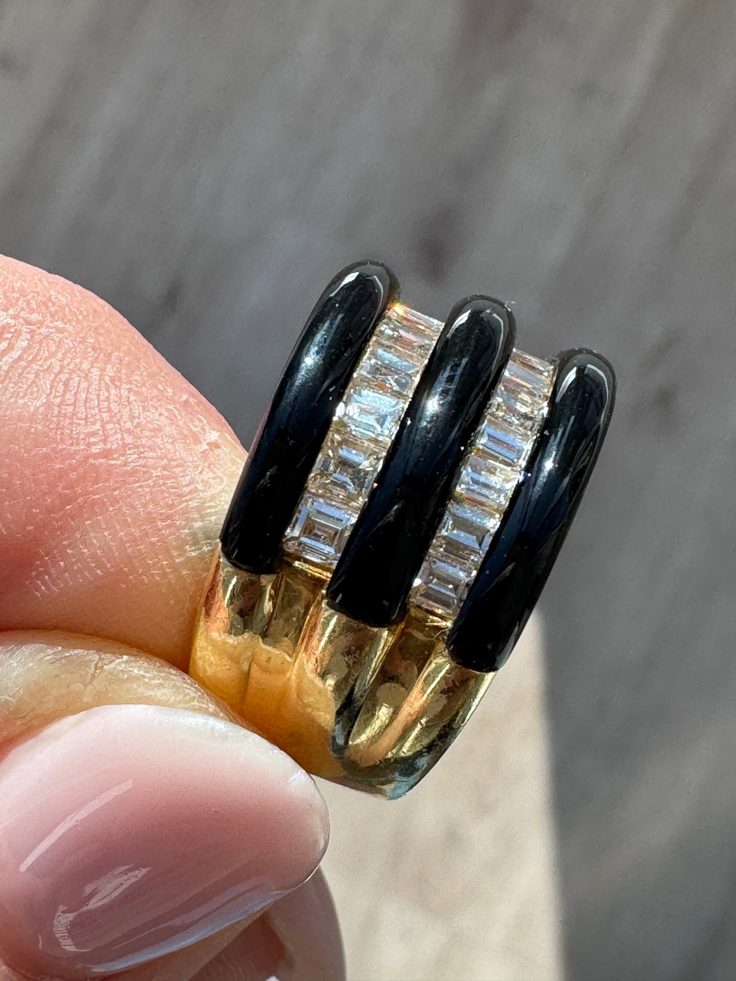 Vintage Onyx and Diamond Tapered Cigar Band