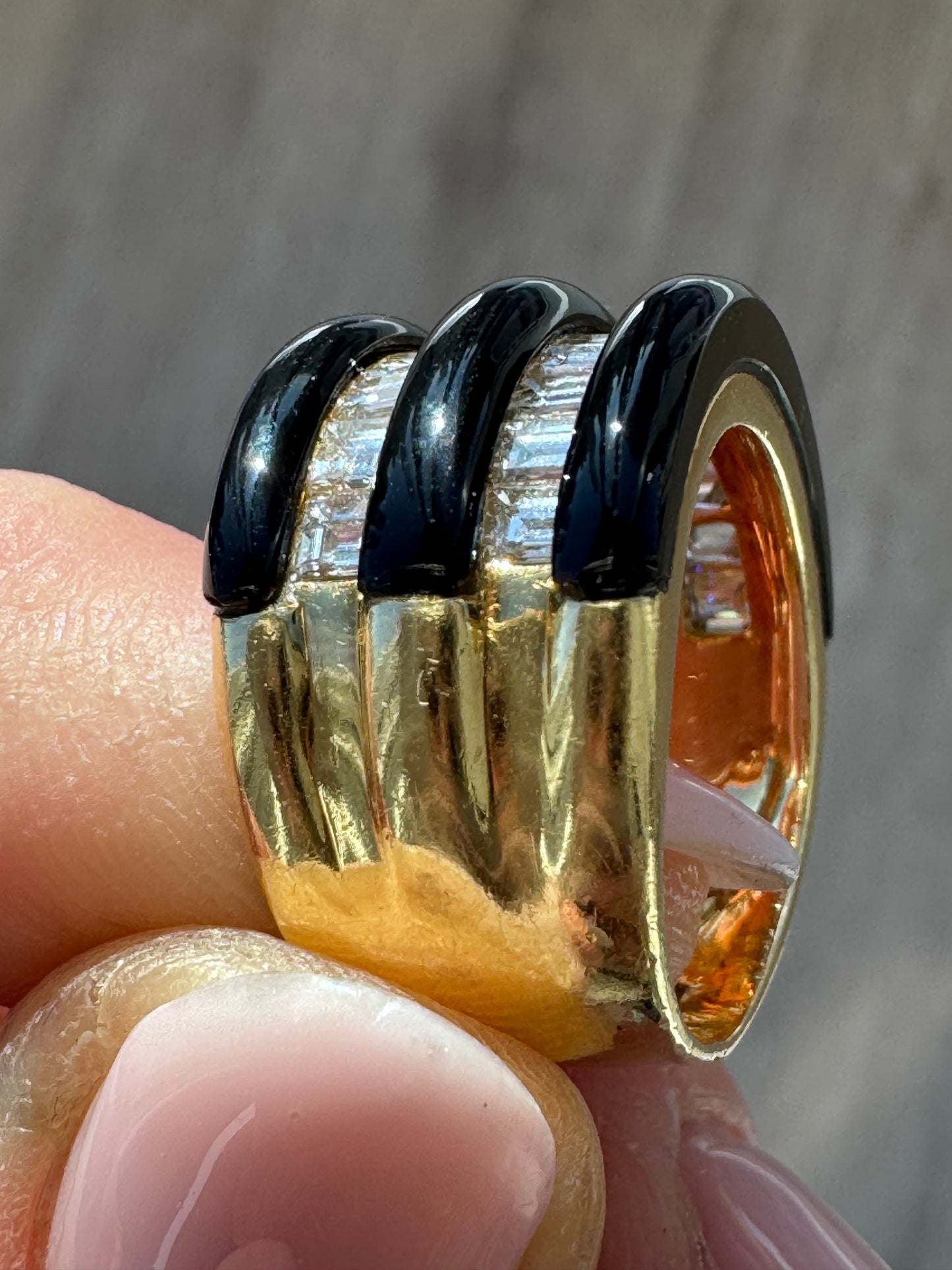 Vintage Onyx and Diamond Tapered Cigar Band