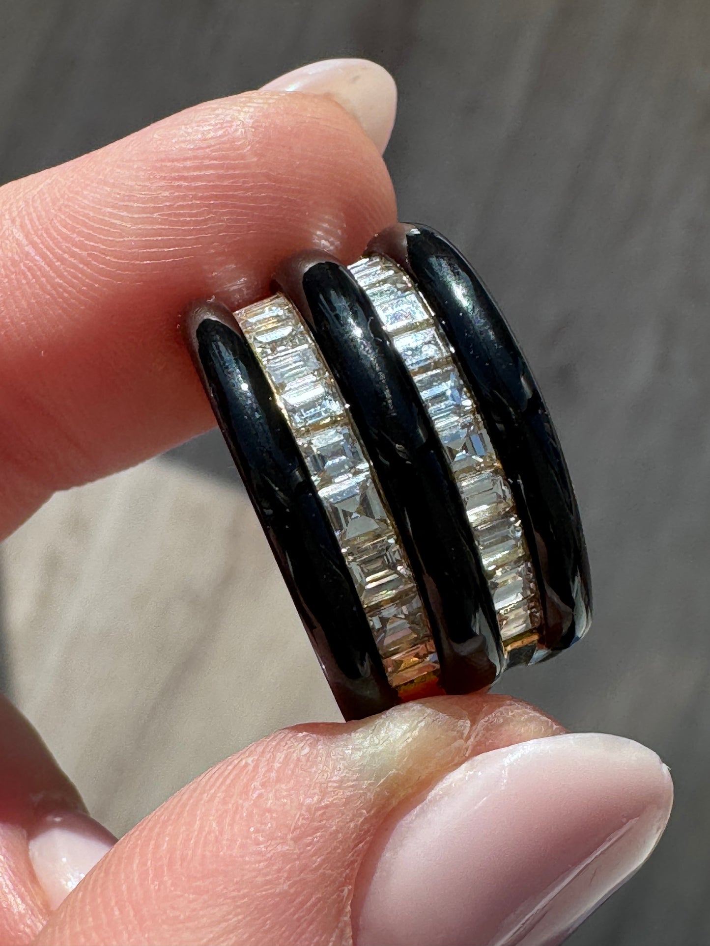 Vintage Onyx and Diamond Tapered Cigar Band