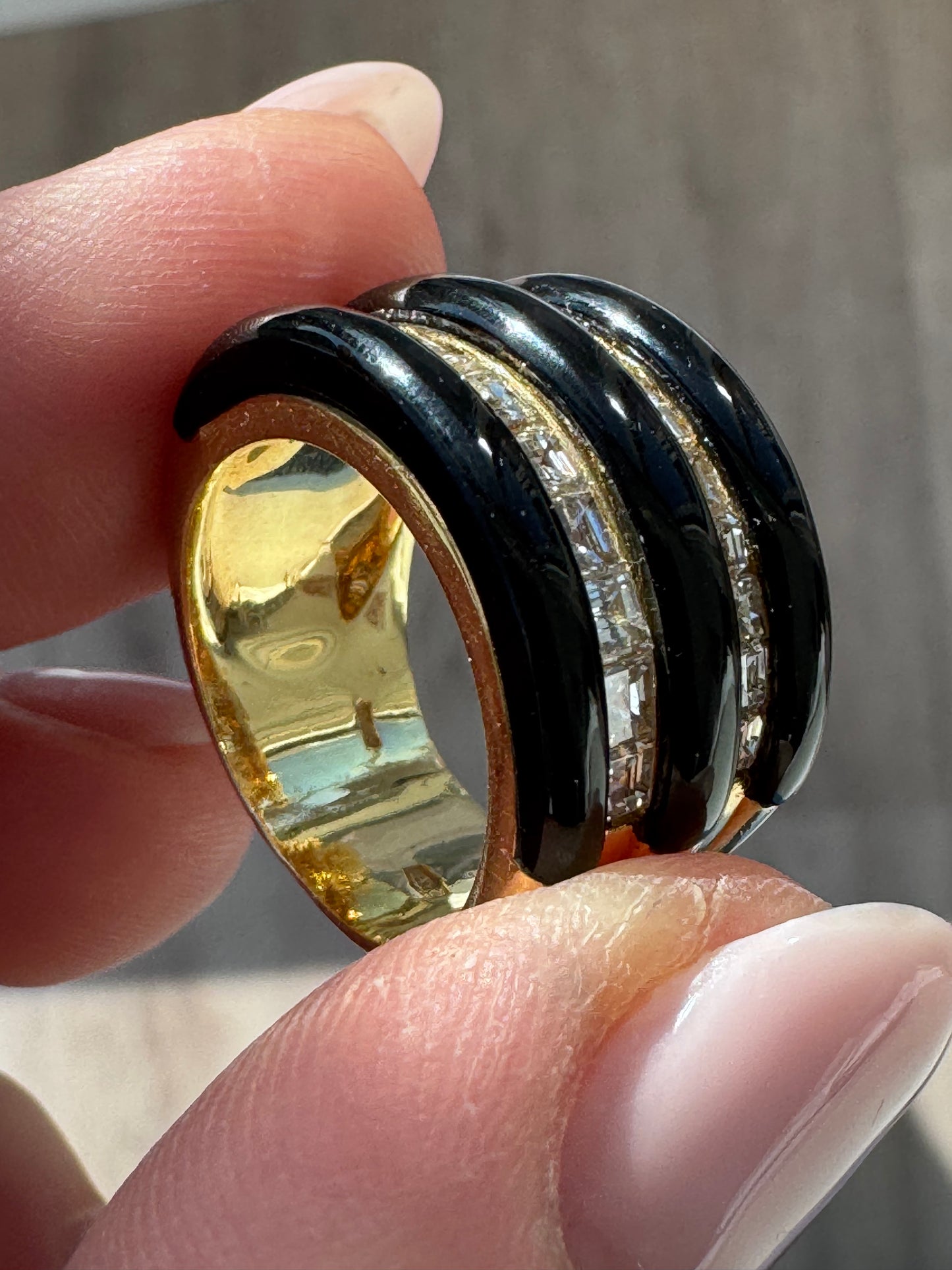 Vintage Onyx and Diamond Tapered Cigar Band