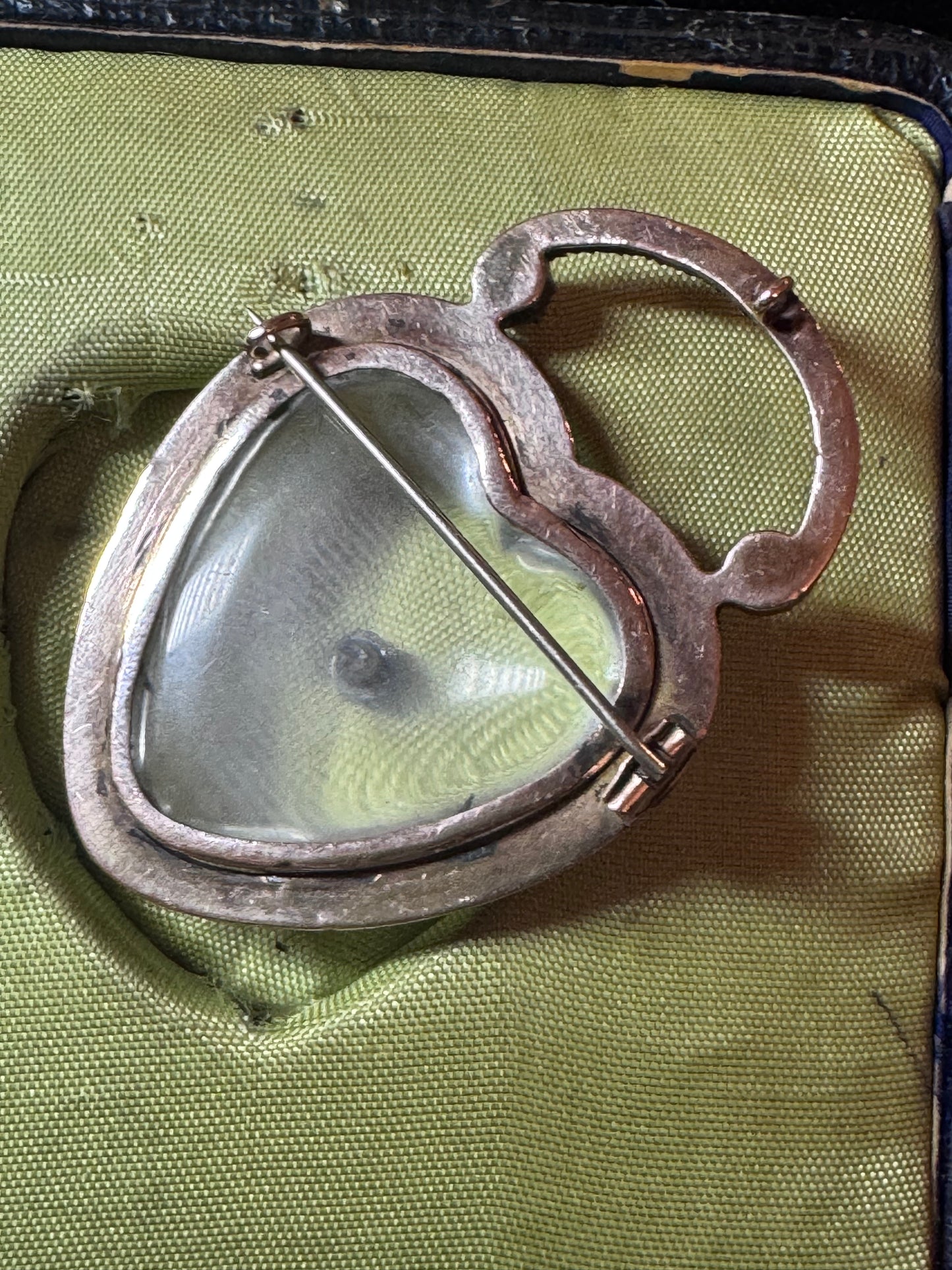 Georgian Rock Crystal Ruby and Diamond Heart Padlock Brooch Pendant