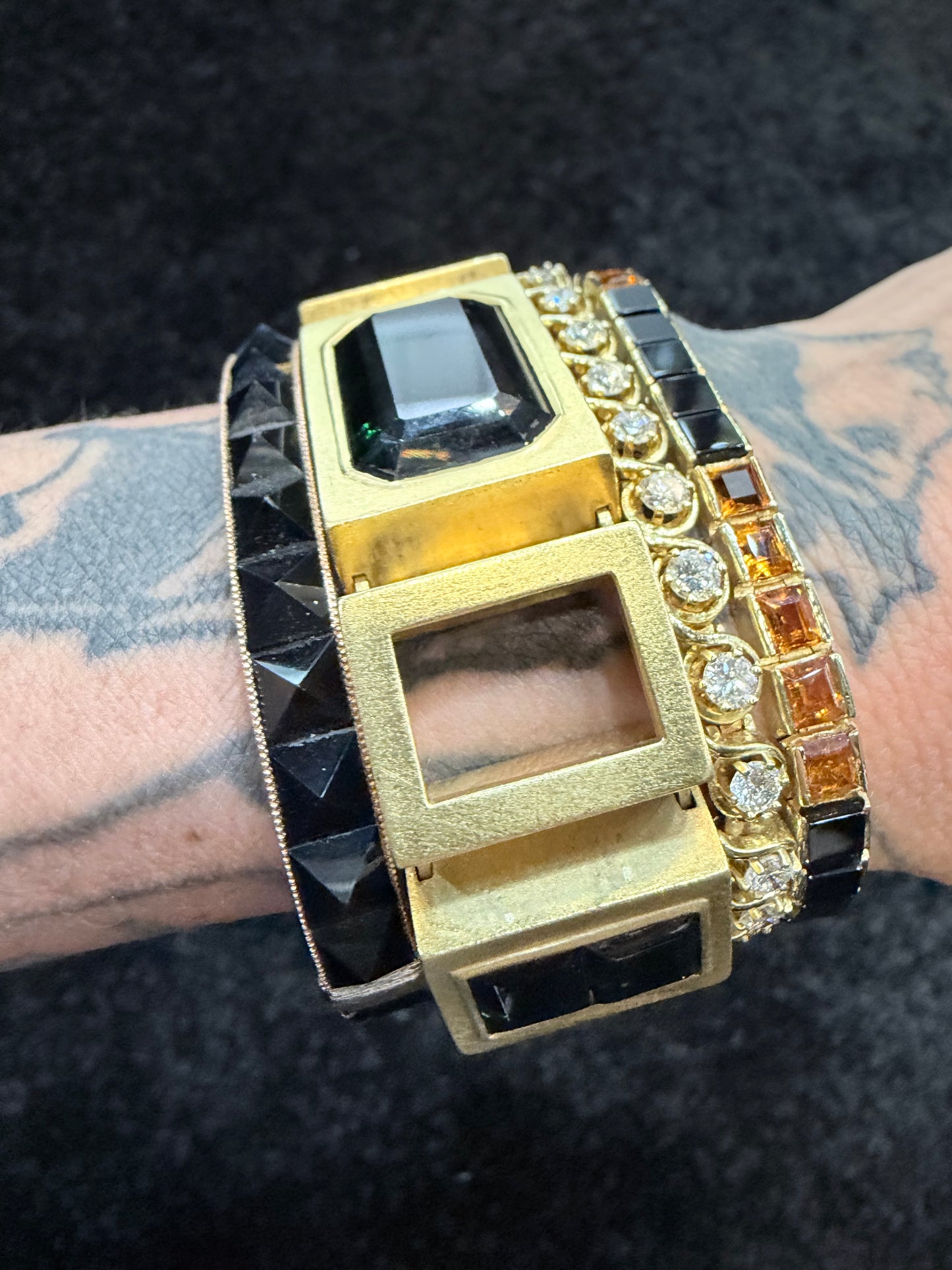 Vintage German Symmetrical Tourmaline Brick Bracelet