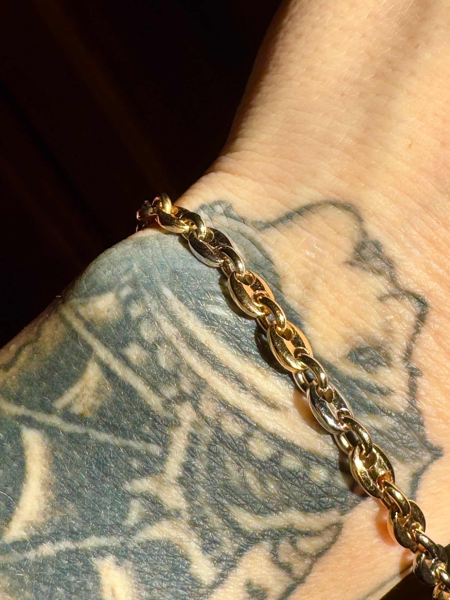 Vintage Cartier Alternating 18k Two Tone Gold Anchor Link Bracelet