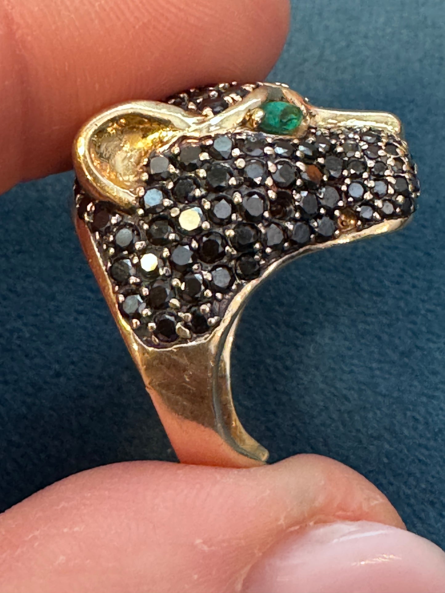 Effy Black Diamond Emerald Panther Ring
