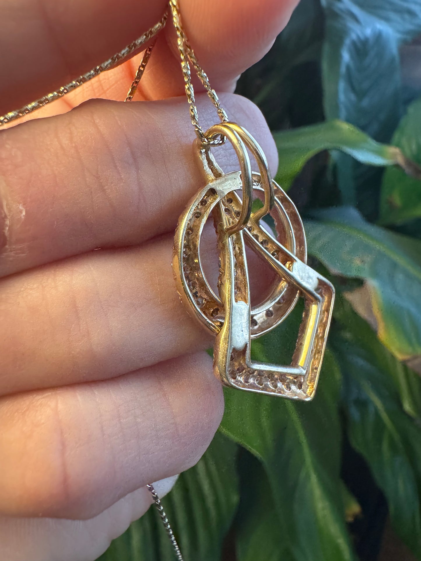 Geometric Diamond Pendant with Chain
