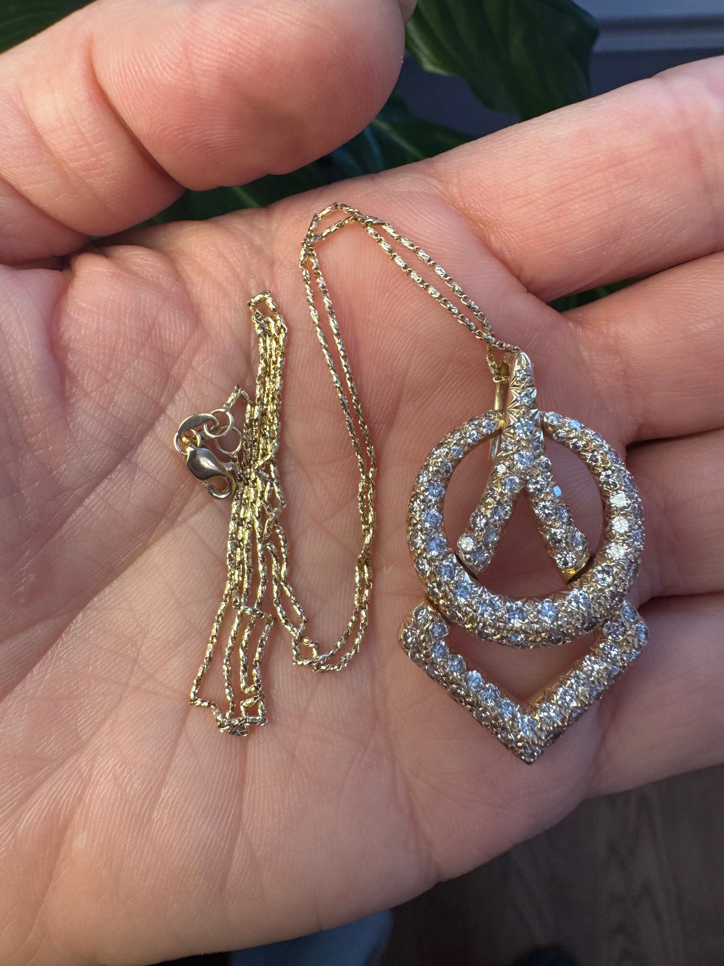 Geometric Diamond Pendant with Chain