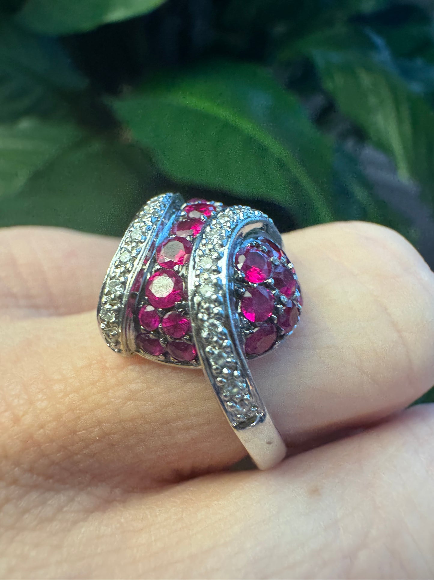 Vintage Ruby and Diamond Wrapped Heart Ring