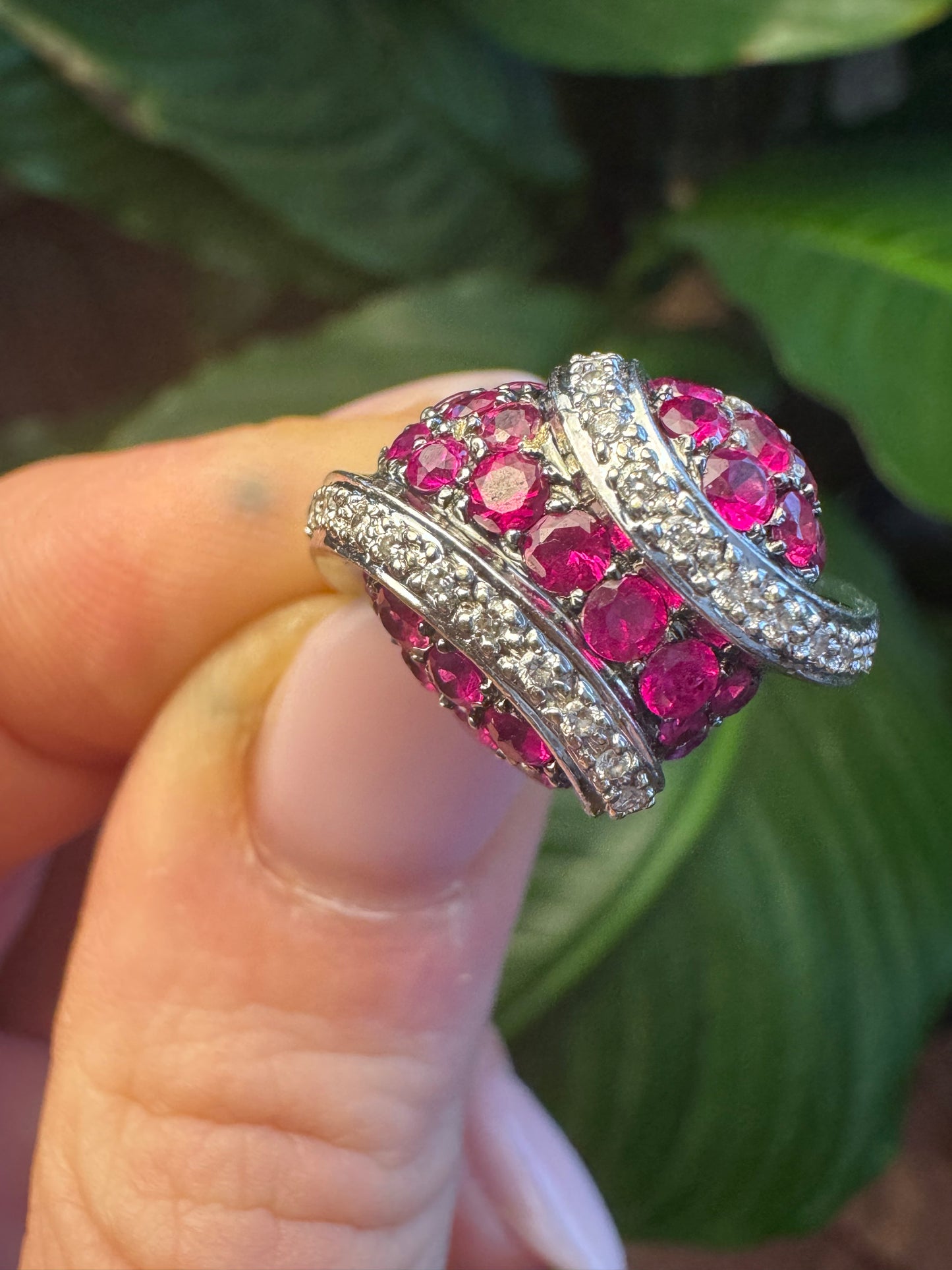 Vintage Ruby and Diamond Wrapped Heart Ring