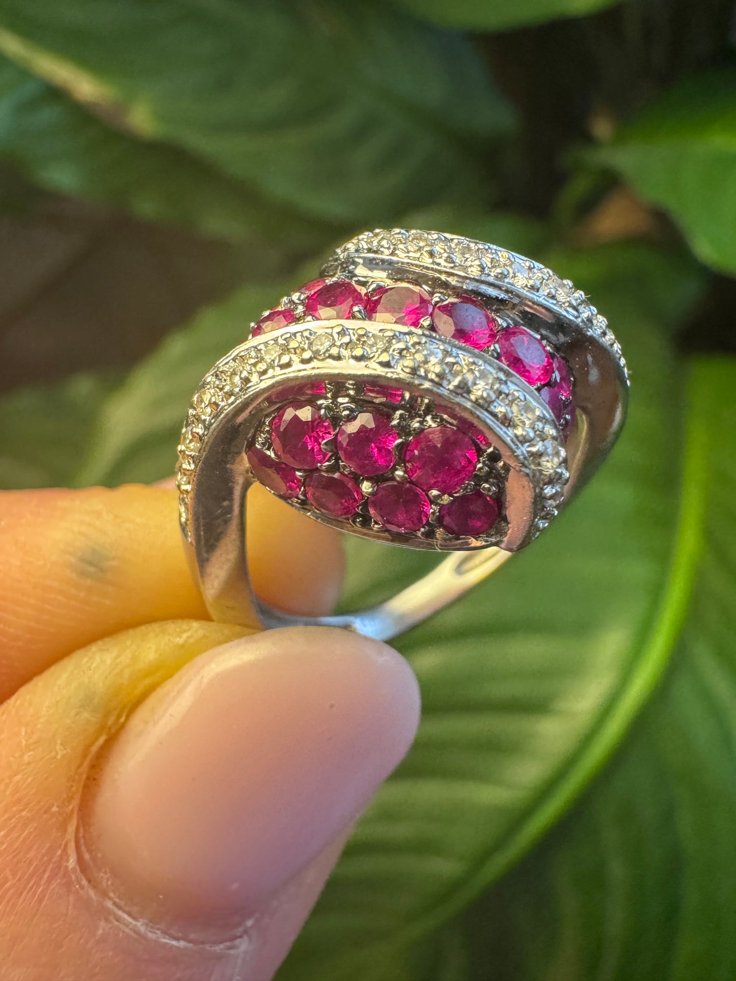 Vintage Ruby and Diamond Wrapped Heart Ring