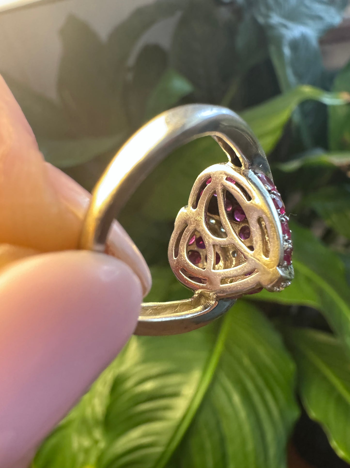 Vintage Ruby and Diamond Wrapped Heart Ring