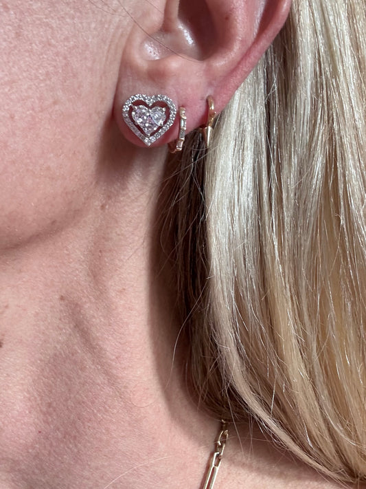 Vintage Diamond Cluster Heart Earrings