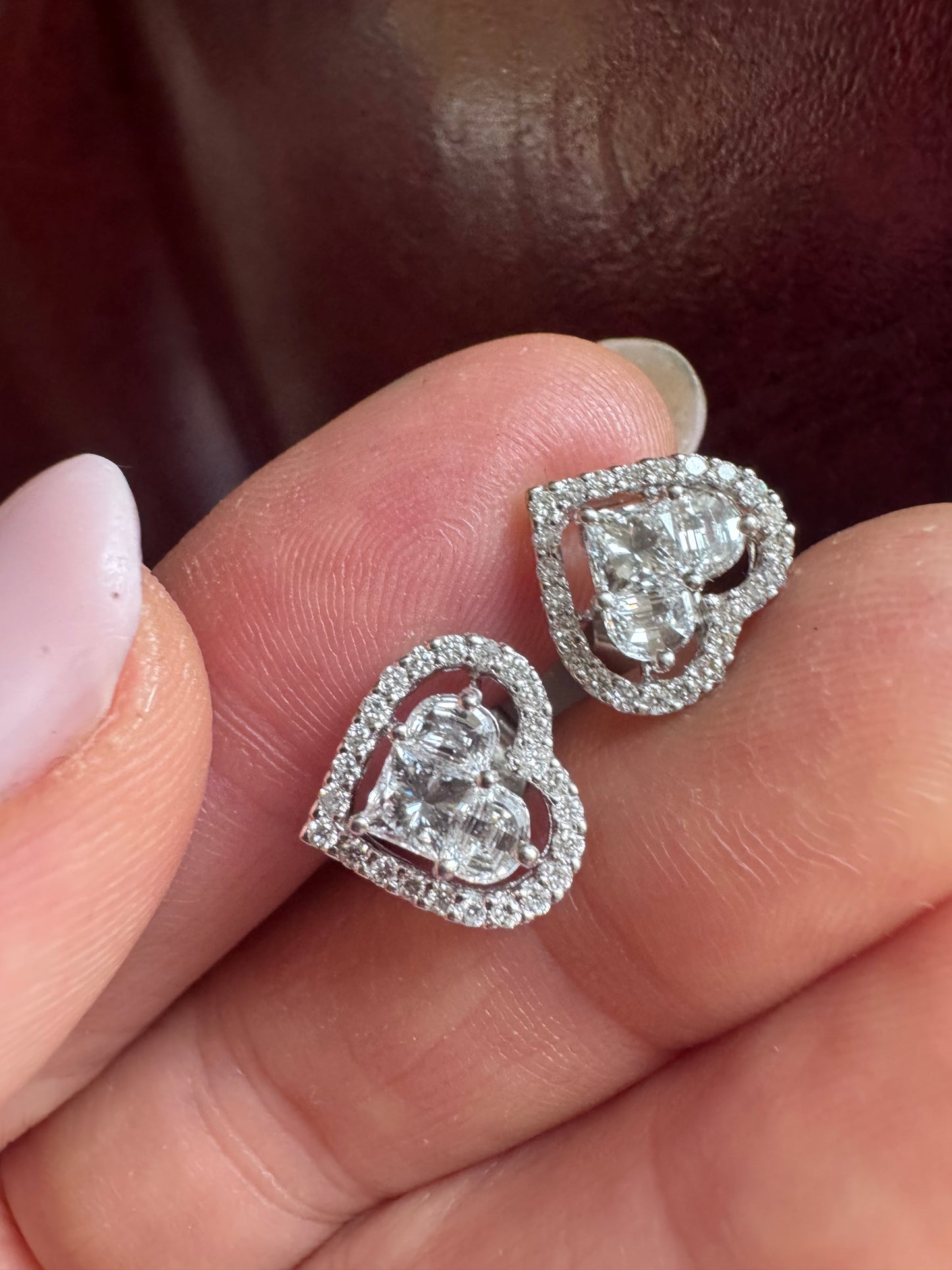 Vintage Diamond Cluster Heart Earrings
