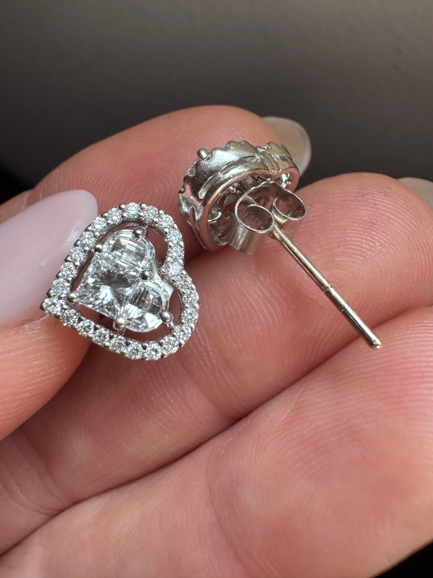 Vintage Diamond Cluster Heart Earrings